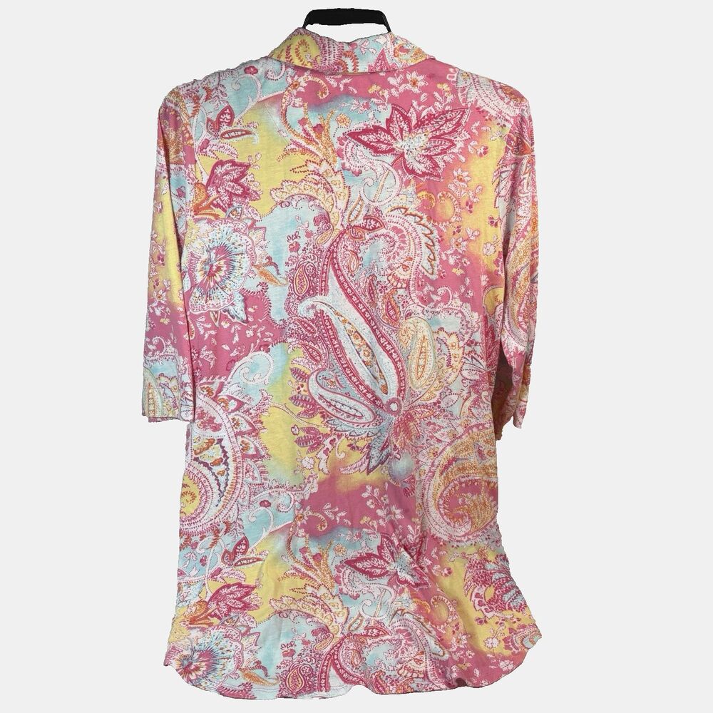 Lauren Ralph Lauren NightShirt Womens XL Paisley 3/4 Sleeve Button Loungewear - Picture 3 of 5